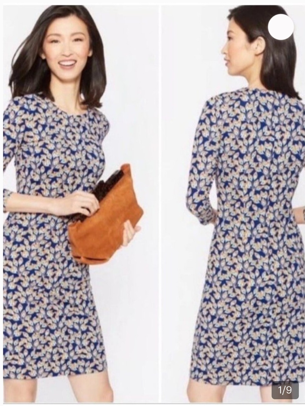 J. McLaughlin Catalina Cloth Sophia Peacock Feather Dress Sz S Navy